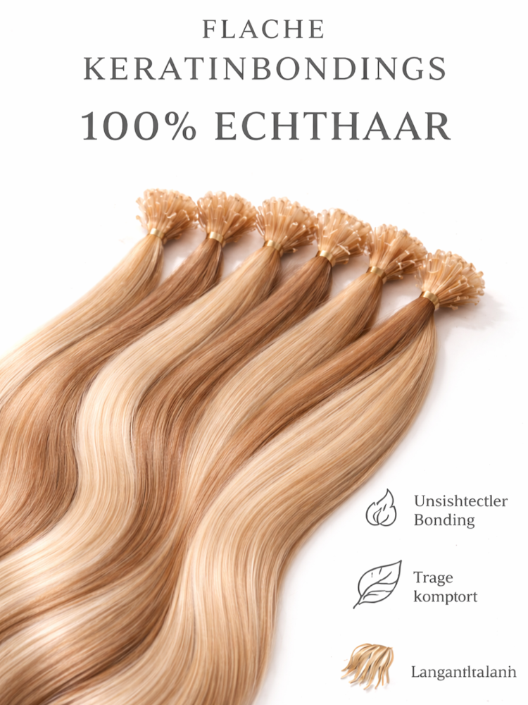 25 Extensions aus Echthaar für Haarverlängerung mit flachen Bondings 1 g
