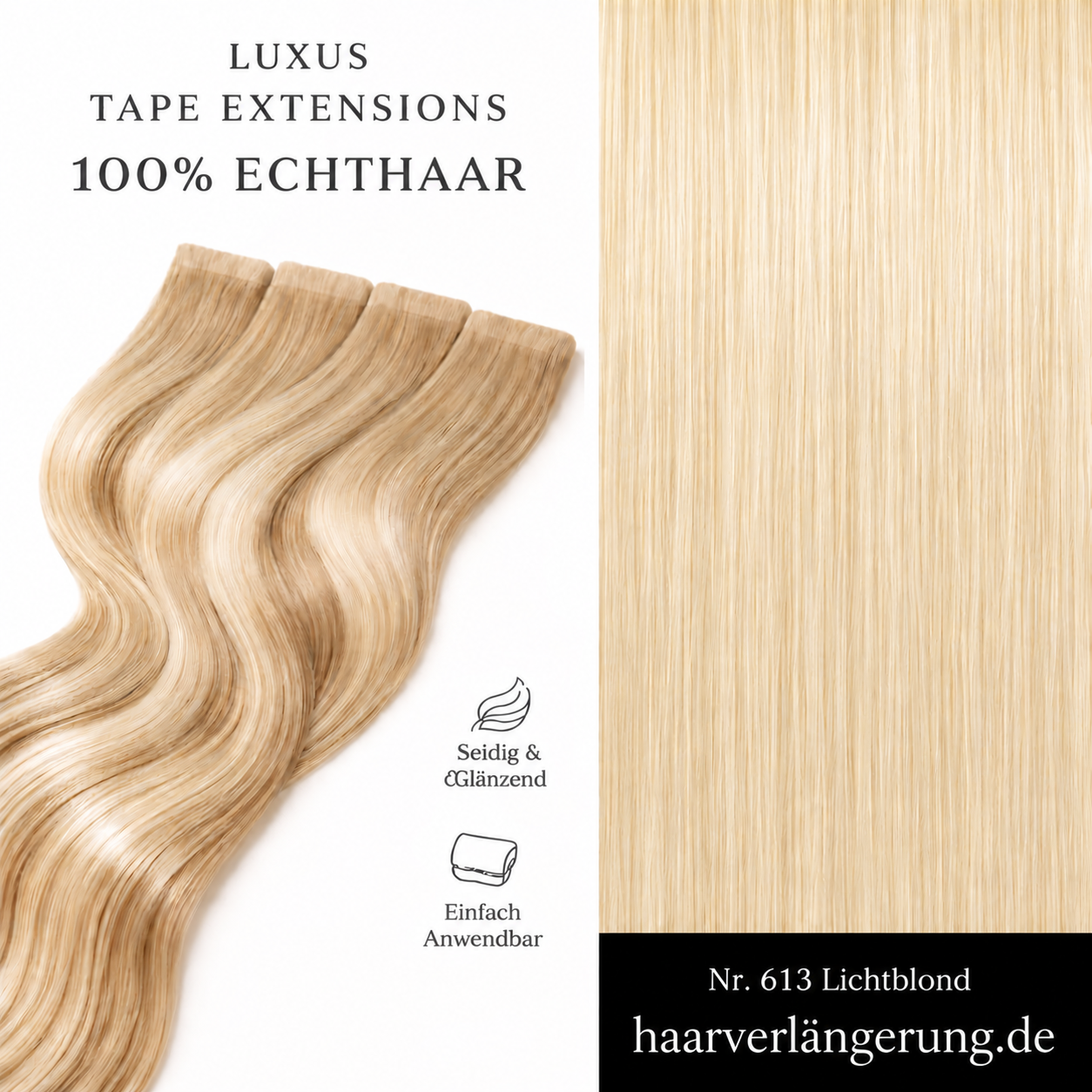 10 Invisible Tape Extensions aus Echthaar für Haarverlängerung