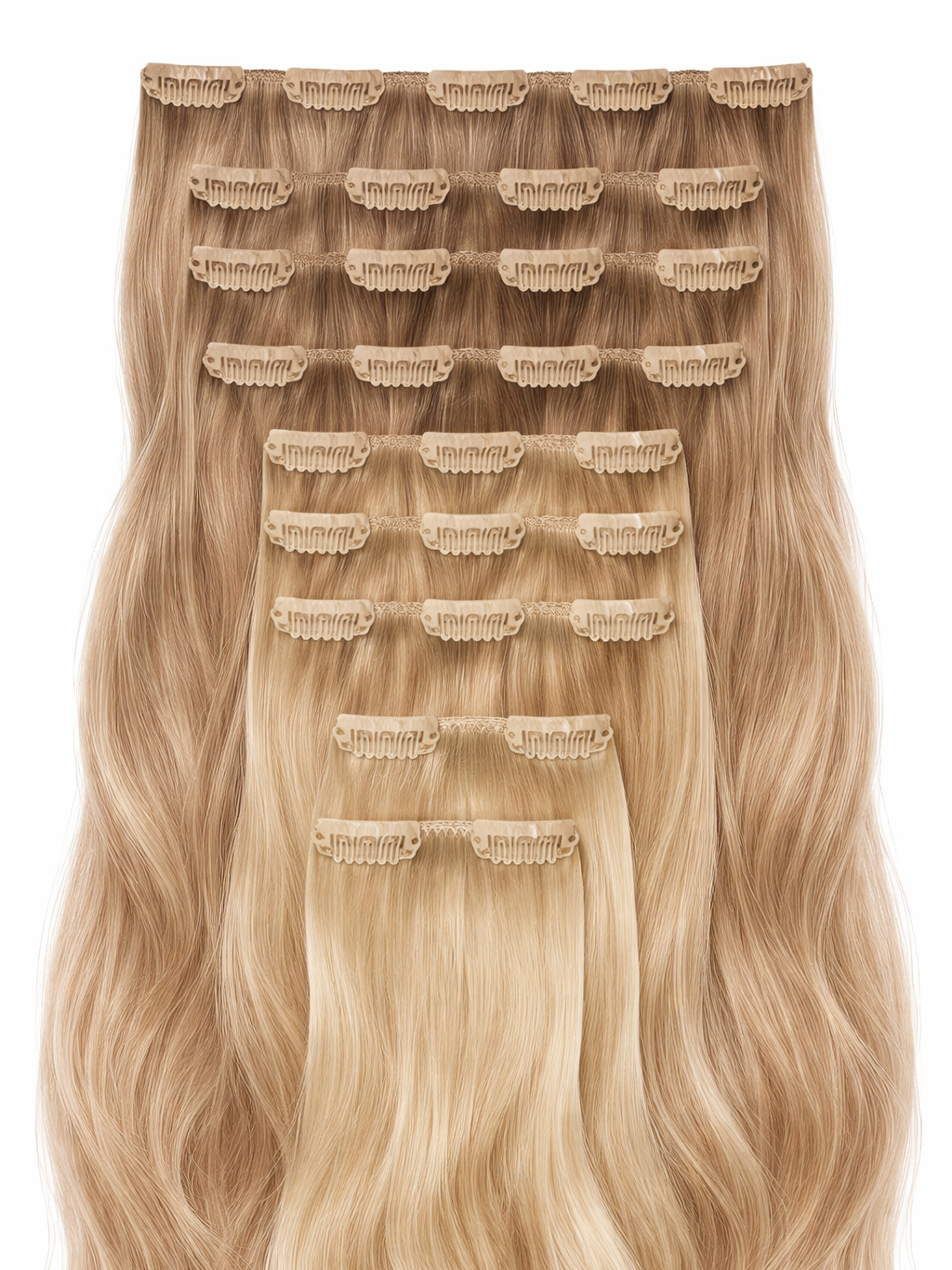 Clip Extensions Set aus 9 Teile für Haarverlängerung aus Echthaar in 40 cm Länge