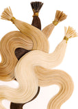 100  Gewellte Extensions aus Echthaar für Haarverlängerung mit runden Bondings 0,5 g, Länge 40 cm