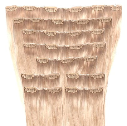Clip Extensions Set aus 9 Teile für Haarverlängerung aus Echthaar in 6